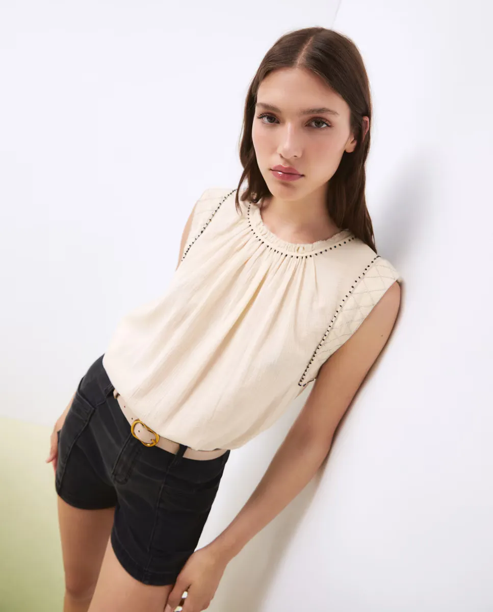 Хлопковая блузка без рукавов Tintoretto, цвет Crudo 
Хлопковая блузка без рукавов Tintoretto, цвет Crudo