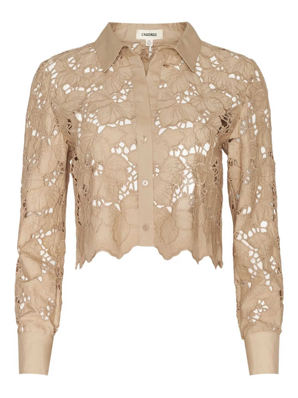 Топ с цветочным кружевом и застежкой на пуговицы L'Agence, нейтральный
Топ с цветочным кружевом и застежкой на пуговицы L'Agence, нейтральный