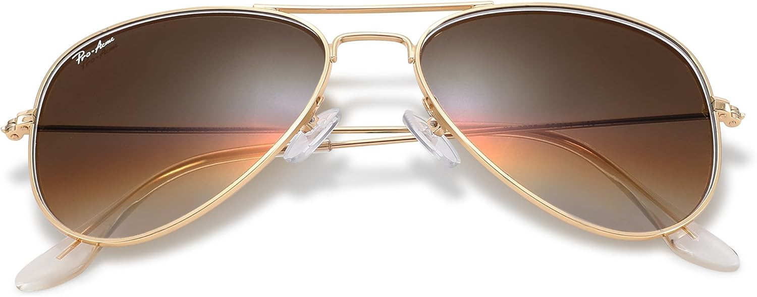 Солнцезащитные очки Pro Acme Small Aviator с линзами из стекла, классической металлической оправой и защитой от УФ-излучения UV400, размер 55 мм, для мужчин и женщин, E Gold/Brown Gradient
Солнцезащитные очки Pro Acme Small Aviator с линзами из стекла, классической металлической оправой и защитой от УФ-излучения UV400, размер 55 мм, для мужчин и женщин, E Gold/Brown Gradient