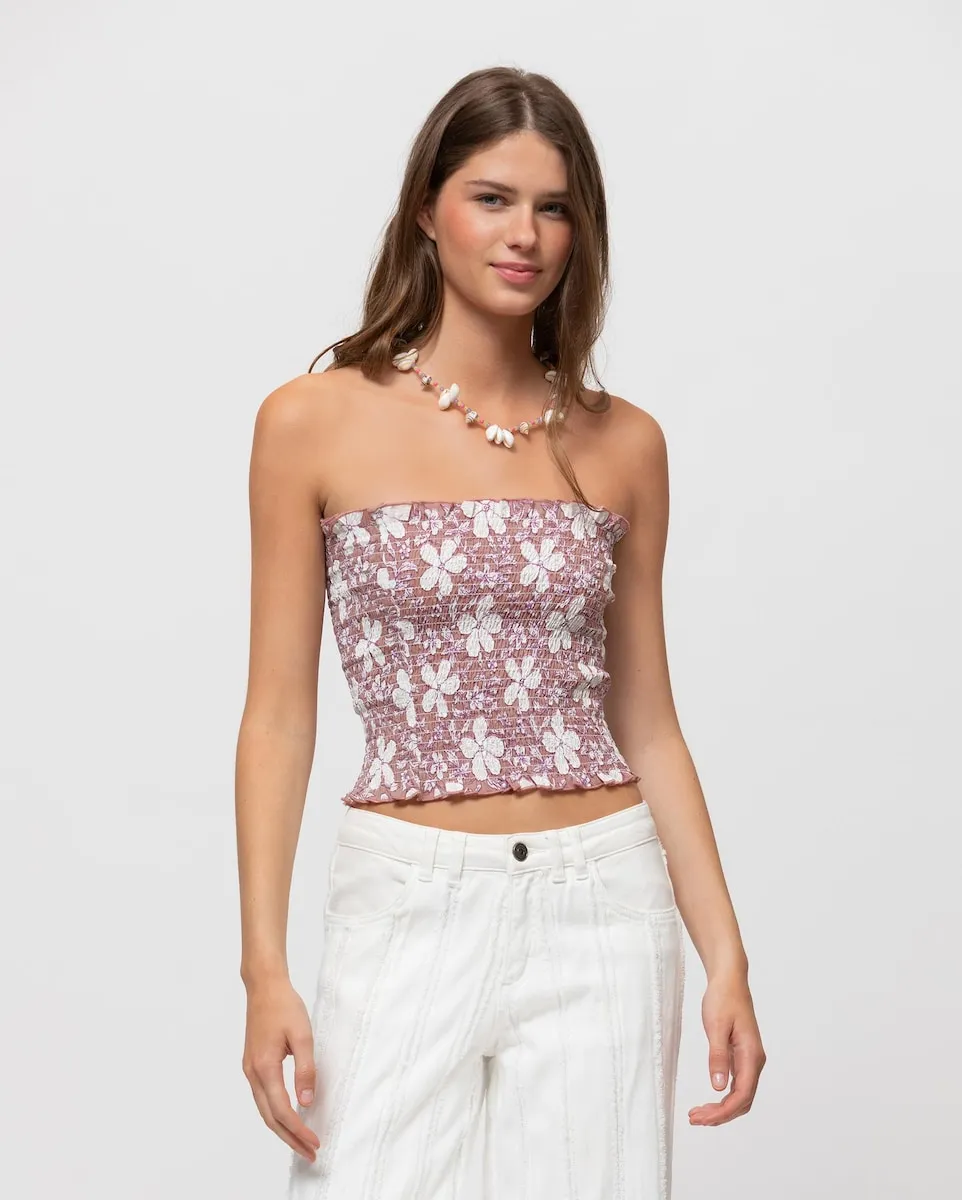 Женский эластичный топ без бретелек с цветами Noon, розовый
Женский эластичный топ без бретелек с цветами Noon, розовый