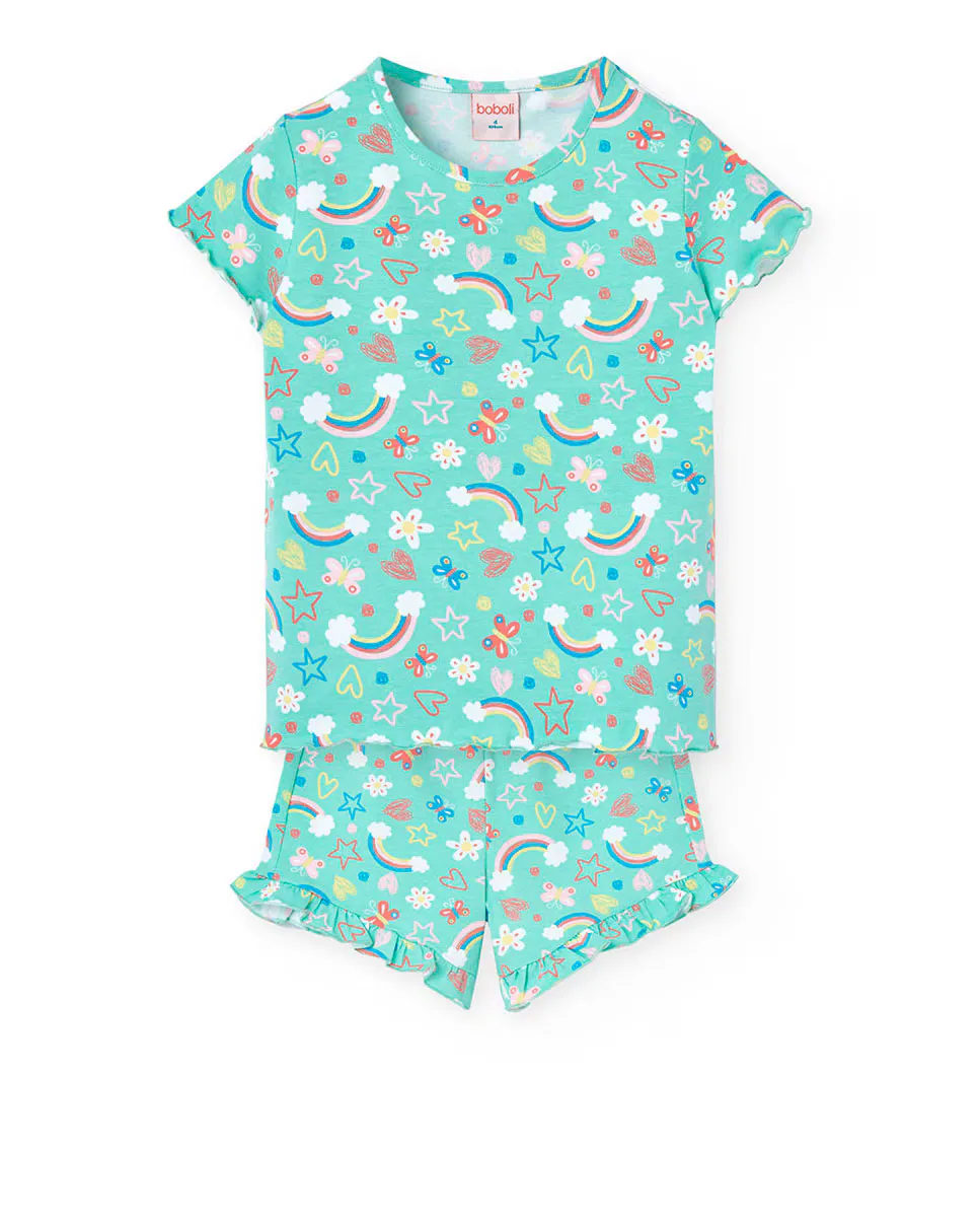 Короткая пижама для малышки с фантазийным принтом Boboli, цвет Verde Agua
Короткая пижама для малышки с фантазийным принтом Boboli, цвет Verde Agua