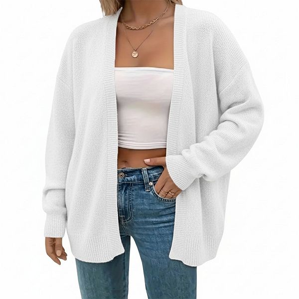 Кардиган женский plus size с длинным рукавом Kojooin, White
Кардиган женский plus size с длинным рукавом Kojooin, White