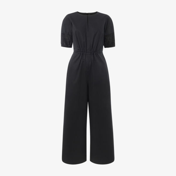 Комбинезон Whistles с отделкой вышивкой, черный 
Комбинезон Whistles с отделкой вышивкой, черный