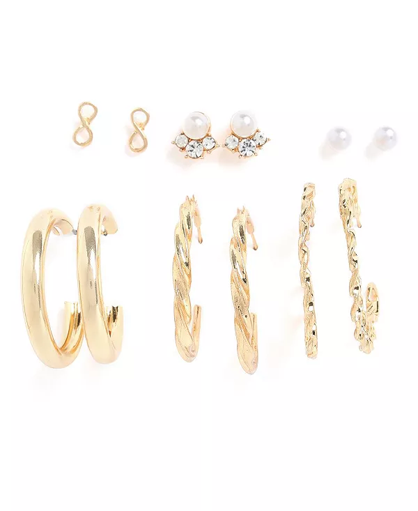 Женский набор из 6 многослойных серег Sohi, gold
Женский набор из 6 многослойных серег Sohi, gold