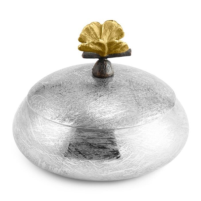 Круглая шкатулка для безделушек Michael Aram Butterfly Ginkgo, серебряный 
Круглая шкатулка для безделушек Michael Aram Butterfly Ginkgo, серебряный