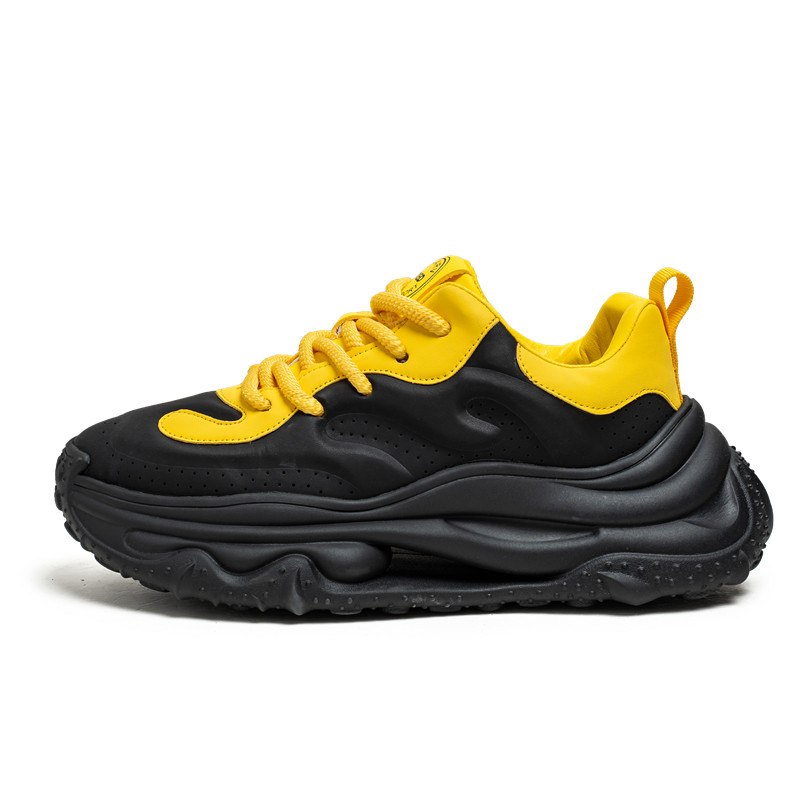 Амортизирующие, противоскользящие, износостойкие, увеличивающие рост низкие кроссовки на массивной подошве для мужчин Wooden Rabbit, Black Yellow
Амортизирующие, противоскользящие, износостойкие, увеличивающие рост низкие кроссовки на массивной подошве для мужчин Wooden Rabbit, Black Yellow