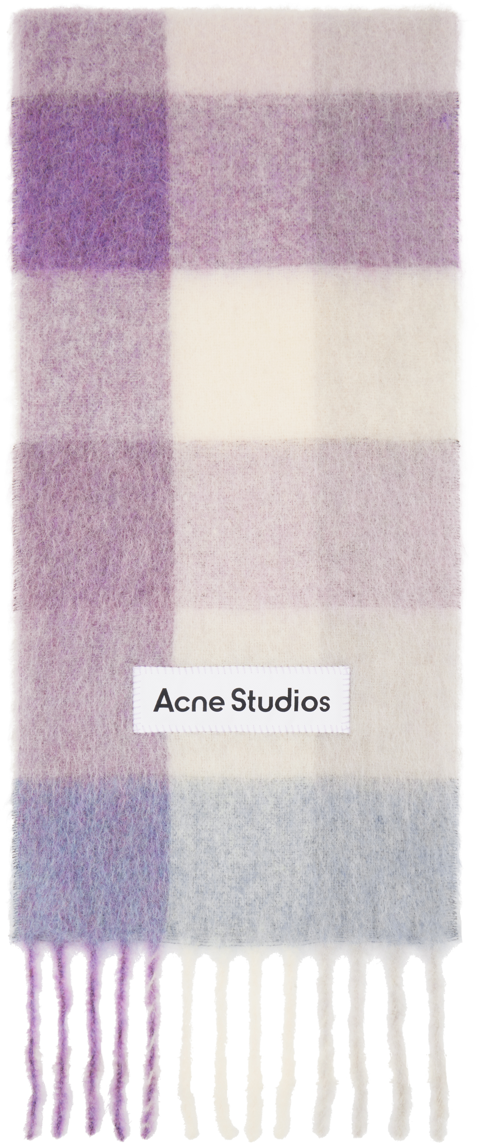 Шарф из мохера в клетку фиолетового и бежевого цвета Acne Studios, сиреневый/белый
Шарф из мохера в клетку фиолетового и бежевого цвета Acne Studios, сиреневый/белый