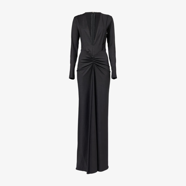 Платье Victoria Beckham с V-образным вырезом и сборками, черный
Платье Victoria Beckham с V-образным вырезом и сборками, черный