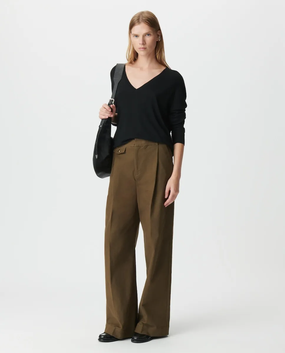 Женские широкие брюки из габардина с имитацией задних карманов IKKS, хаки
Женские широкие брюки из габардина с имитацией задних карманов IKKS, хаки