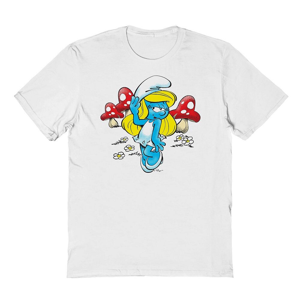 Мужская футболка с рисунком Smurfette & Mush Licensed Character, белый 
Мужская футболка с рисунком Smurfette & Mush Licensed Character, белый
