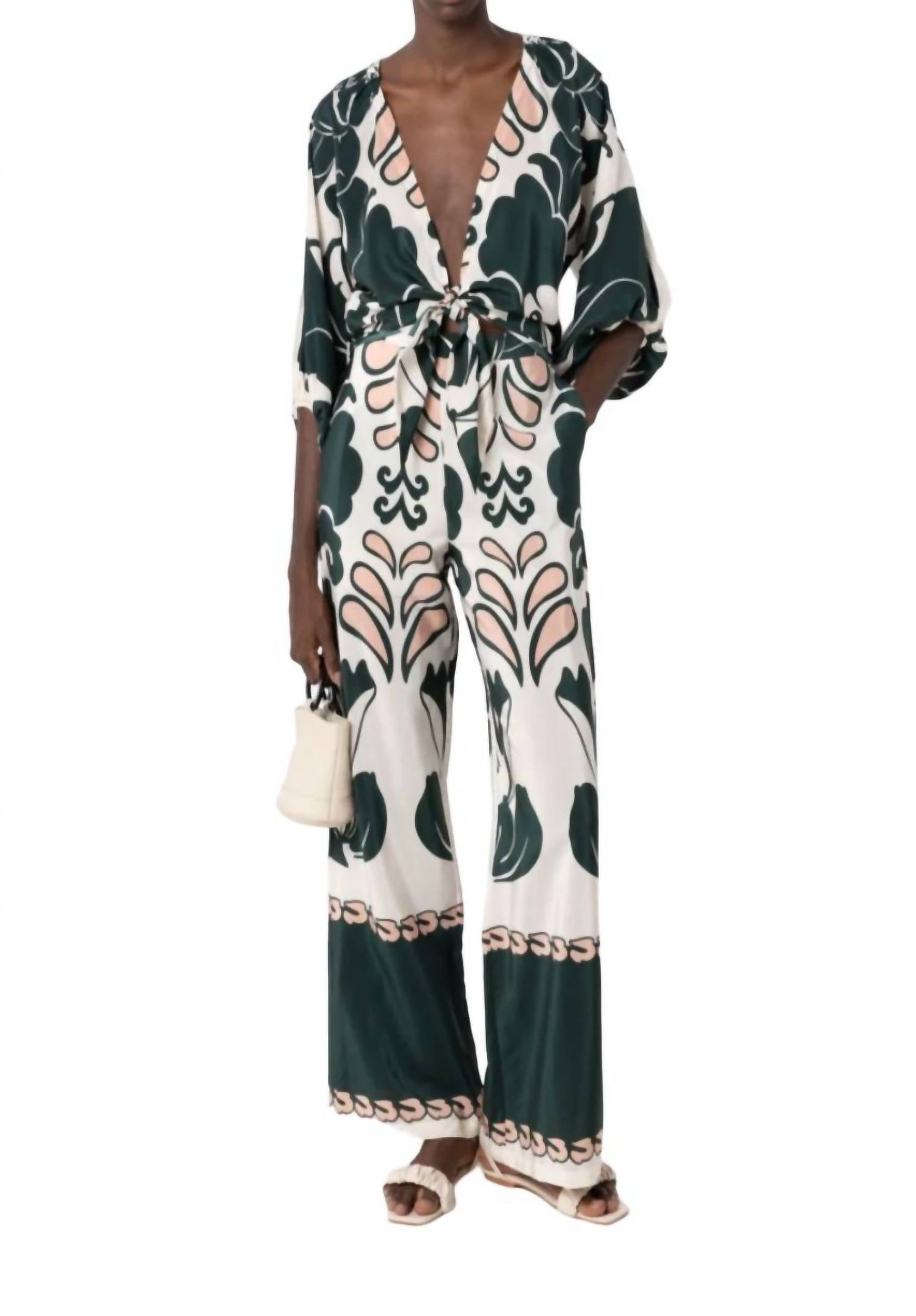 Широкие брюки Spray Of Flower темно-зеленого цвета ADRIANA DEGREAS
Широкие брюки Spray Of Flower темно-зеленого цвета ADRIANA DEGREAS