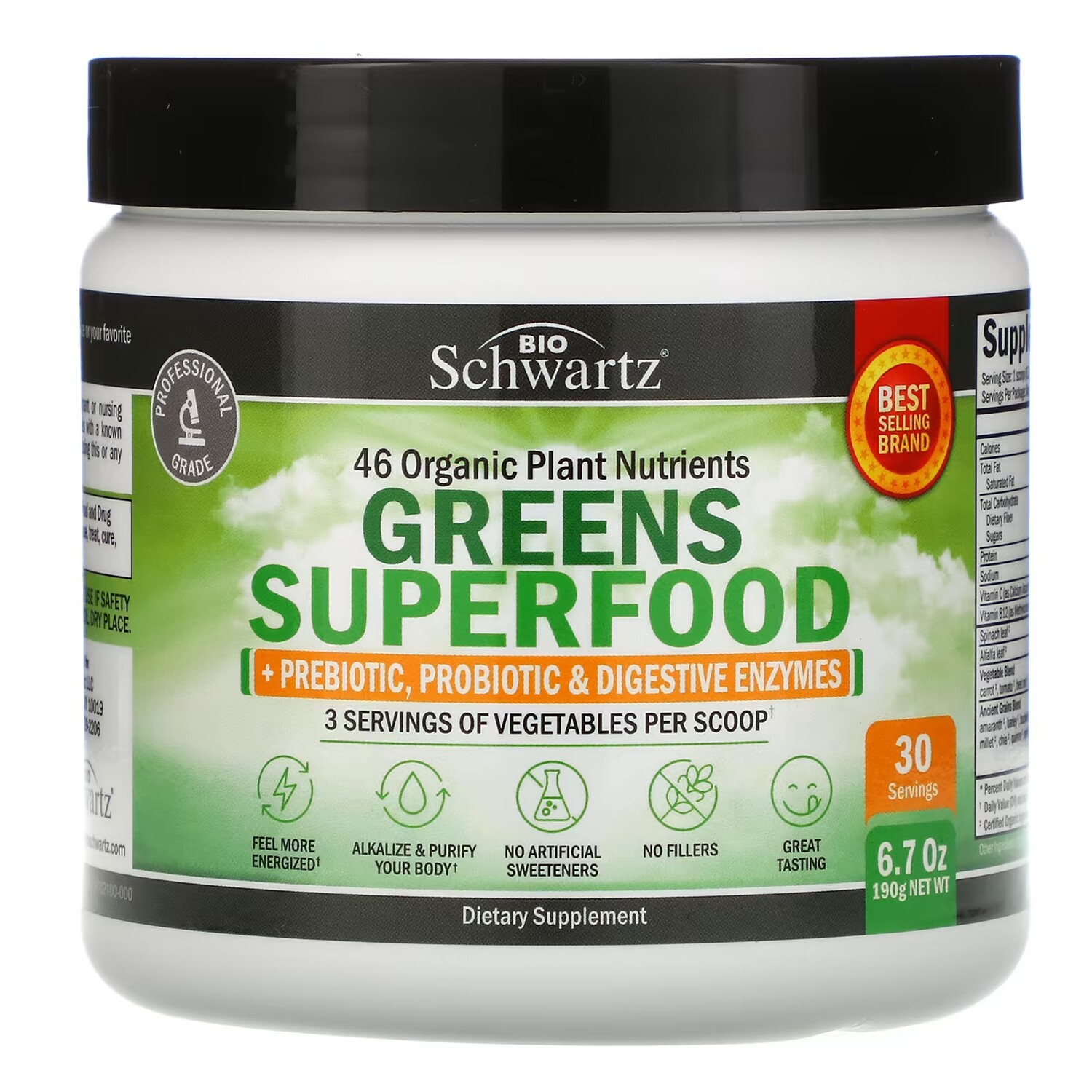 BioSchwartz Greens Superfood 6,7 унций (190 г)
BioSchwartz Greens Superfood 6,7 унций (190 г)
