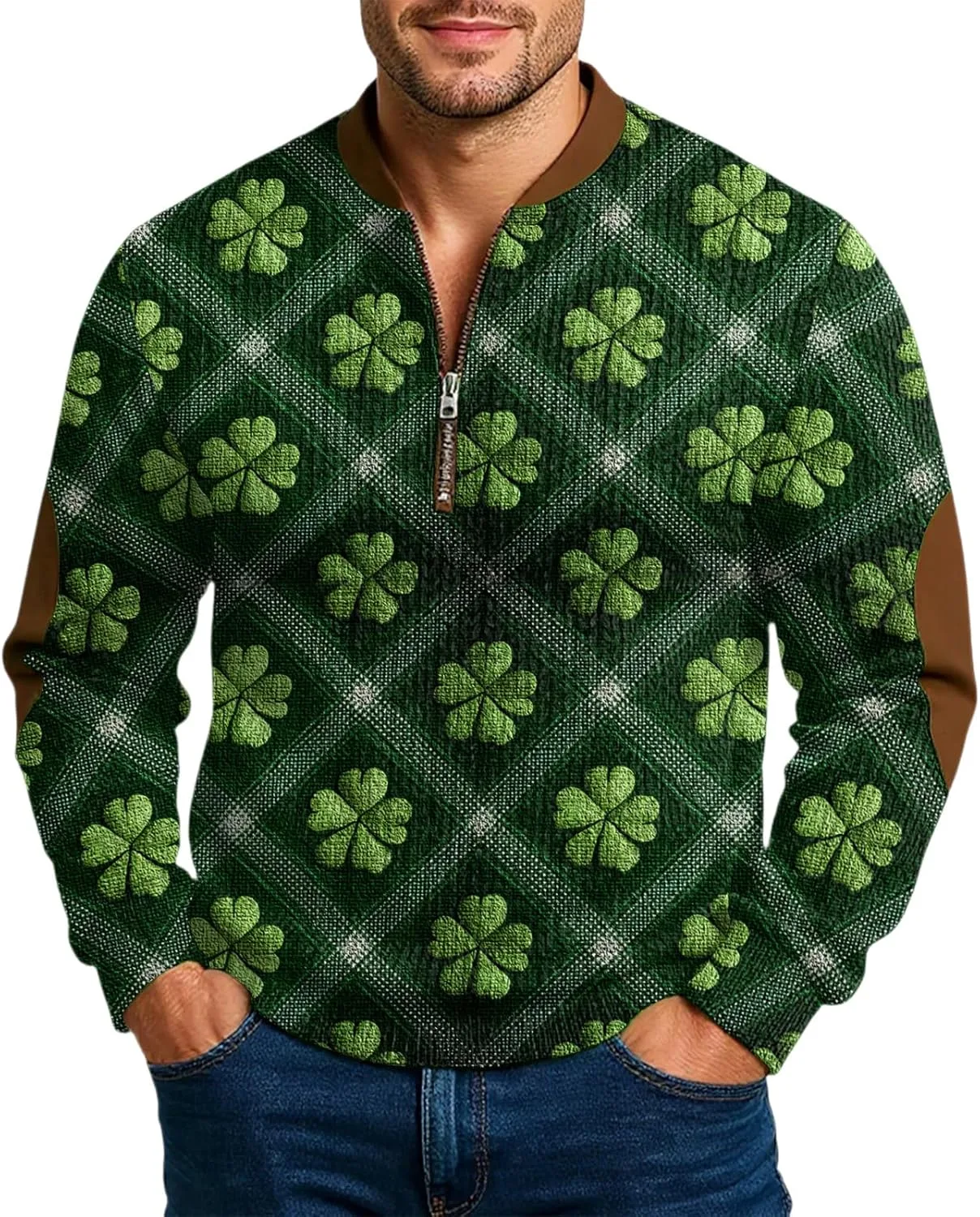 Свитшот St Patricks Day мужской с принтом клевера, зеленый, 1/4 Zip
Свитшот St Patricks Day мужской с принтом клевера, зеленый, 1/4 Zip