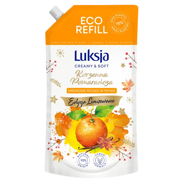 Сменный блок жидкого мыла, пряный апельсин, 900 мл Luksja
Сменный блок жидкого мыла, пряный апельсин, 900 мл Luksja