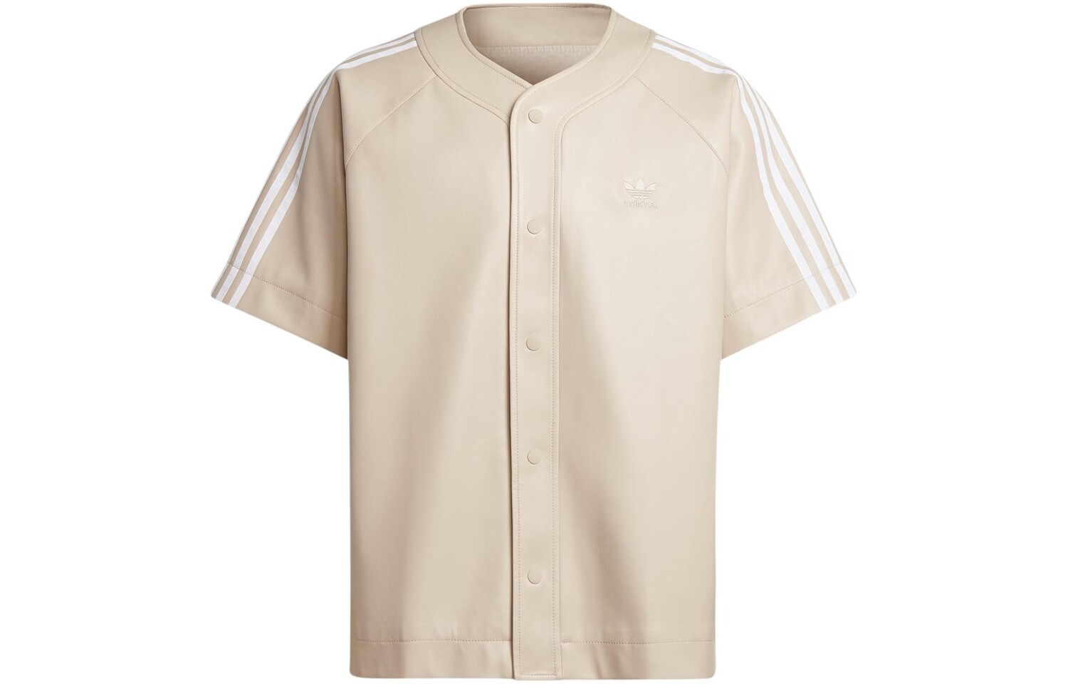 Бейсбольная рубашка Adicolor из искусственной кожи с тремя полосками бежевого цвета Adidas Originals, бежевый 
Бейсбольная рубашка Adicolor из искусственной кожи с тремя полосками бежевого цвета Adidas Originals, бежевый