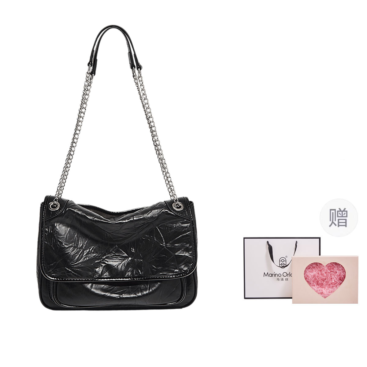 Marino Orlandi Кожаная сумка через плечо на цепочке среднего размера черная женская, Black Refined Box
Marino Orlandi Кожаная сумка через плечо на цепочке среднего размера черная женская, Black Refined Box