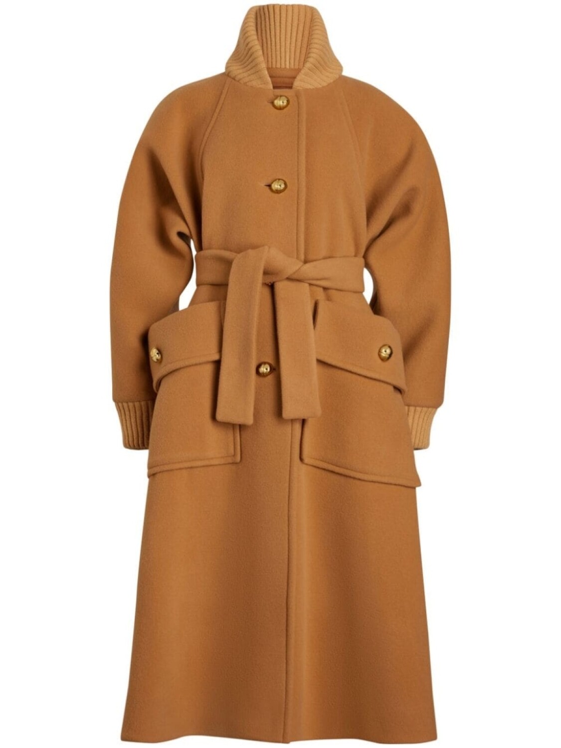 Patou пальто с ребристым воротником и завязывающейся талией, коричневый
Patou пальто с ребристым воротником и завязывающейся талией, коричневый