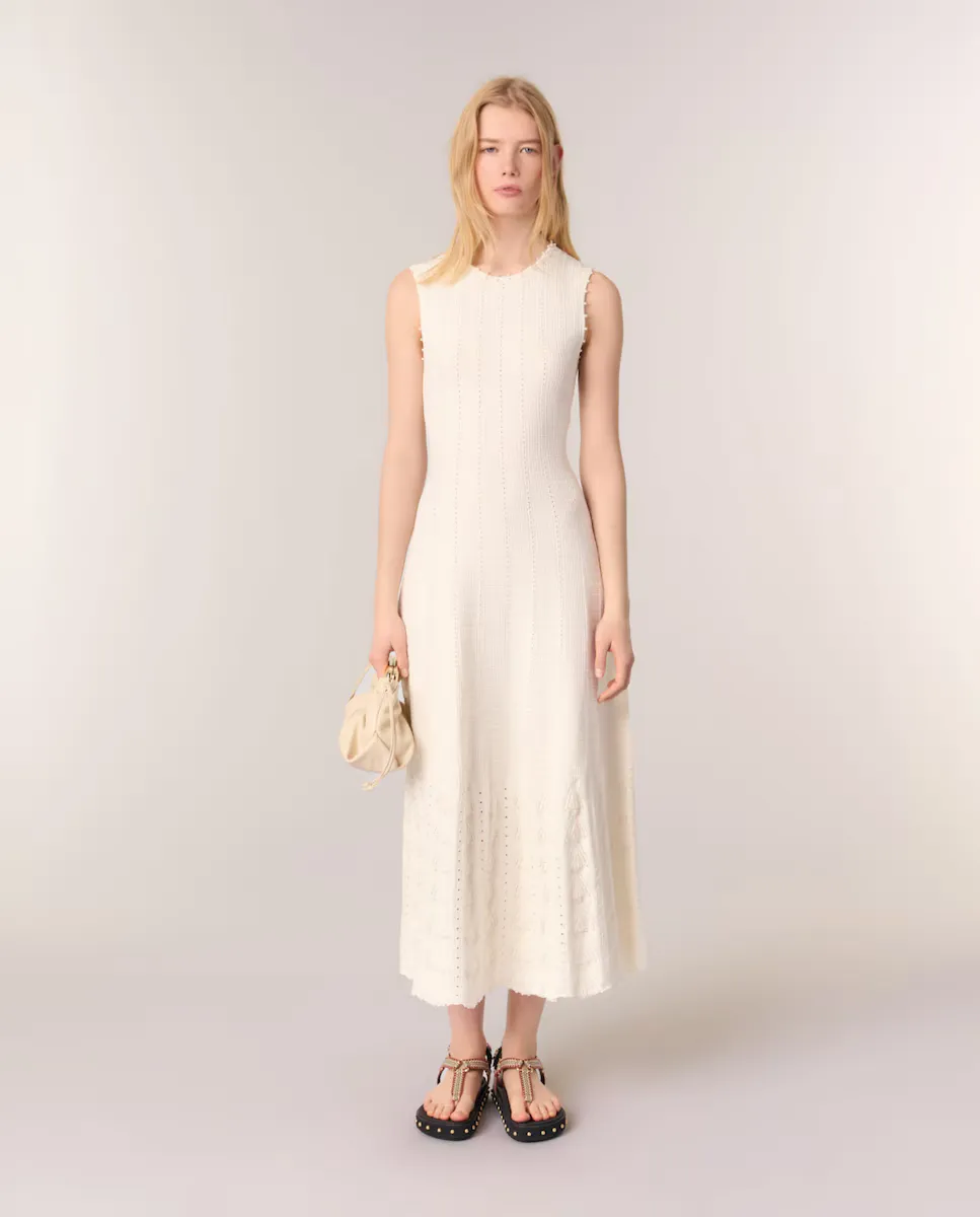 Вязаное ажурное платье с бусинами Maje, белый
Вязаное ажурное платье с бусинами Maje, белый