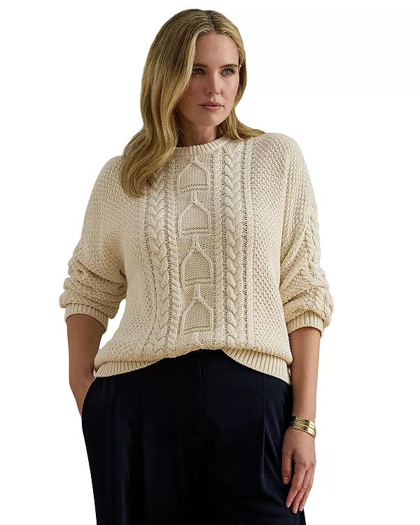 Хлопковый свитер с круглым вырезом и косами крупной вязки. Ralph Lauren, белый
Хлопковый свитер с круглым вырезом и косами крупной вязки. Ralph Lauren, белый