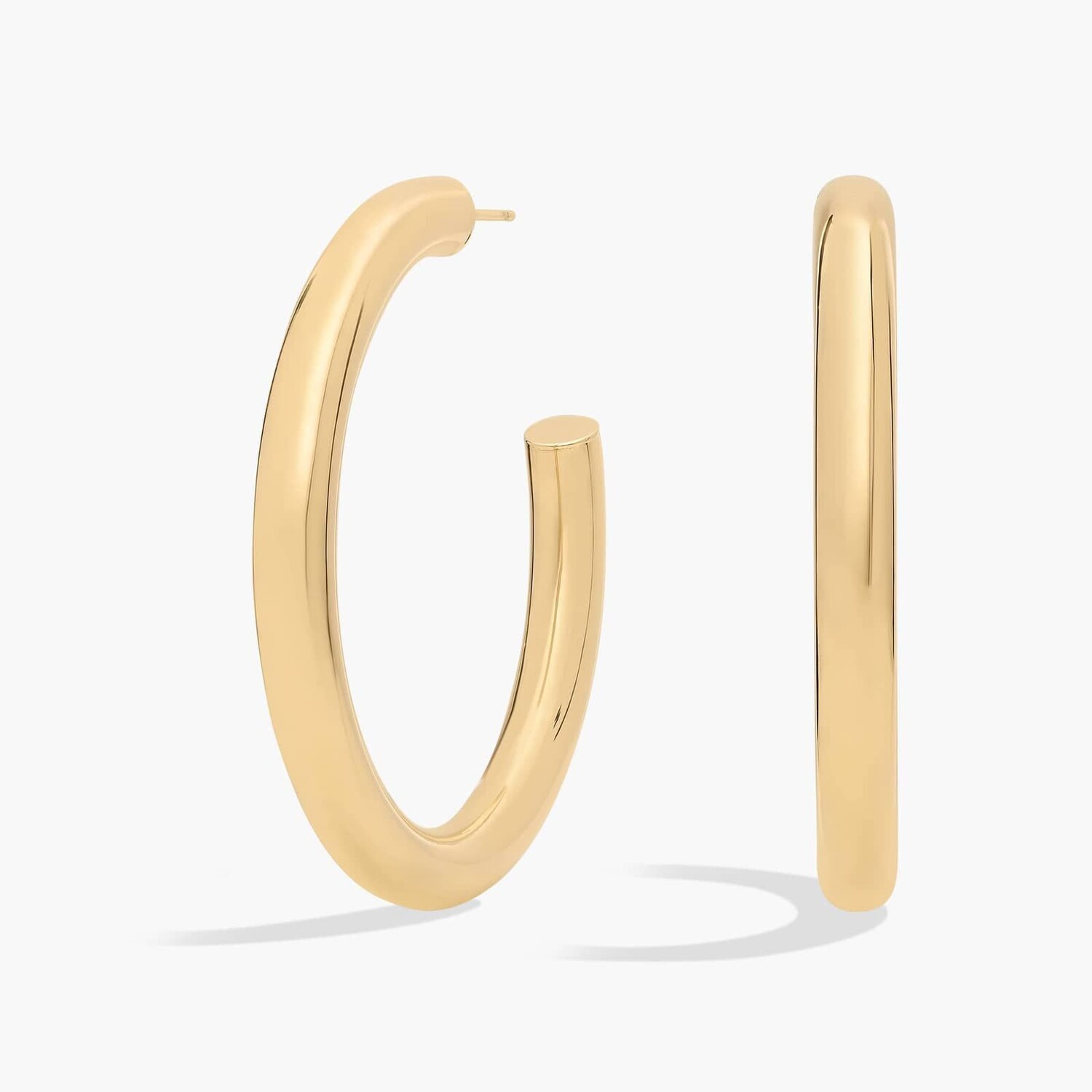 Очень большие трубчатые серьги-кольца из 14-каратного желтого золота (53 мм) Blue Nile 
Очень большие трубчатые серьги-кольца из 14-каратного желтого золота (53 мм) Blue Nile