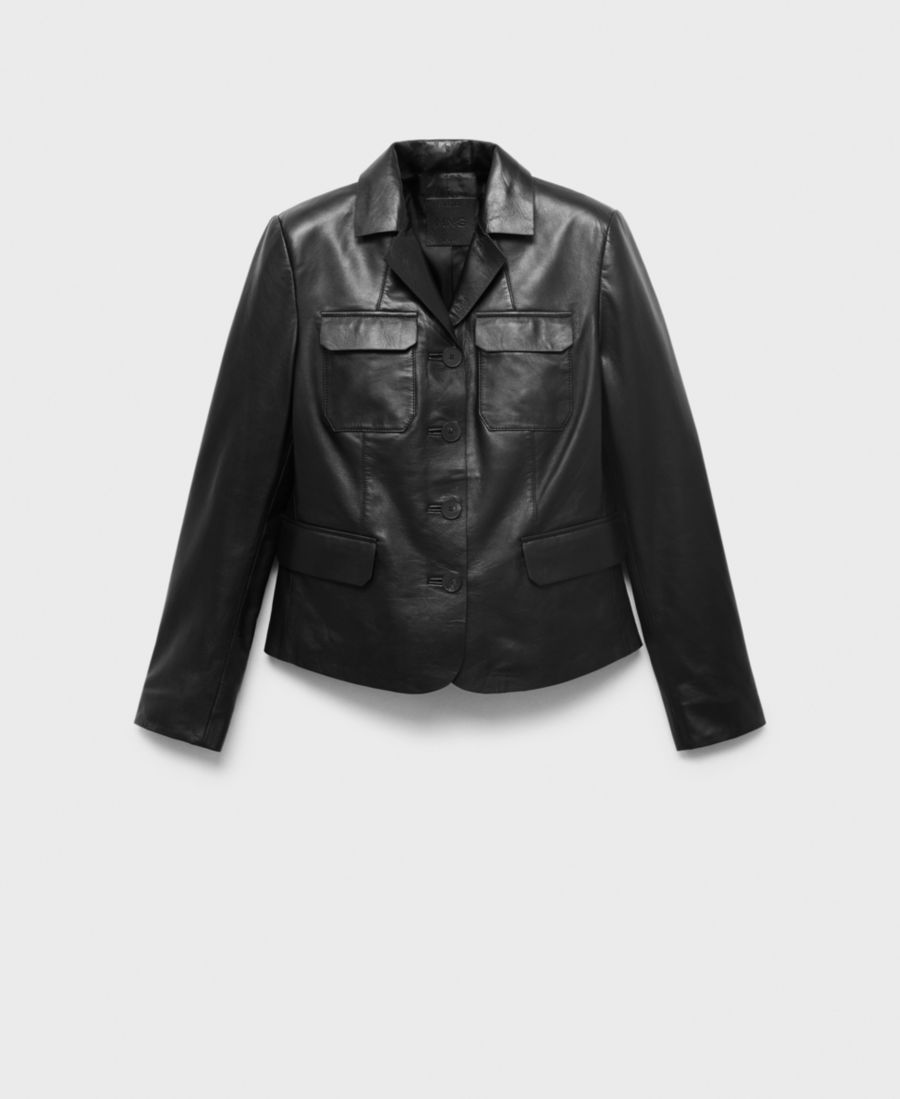 Женский кожаный блейзер с карманами MANGO, Black
Женский кожаный блейзер с карманами MANGO, Black