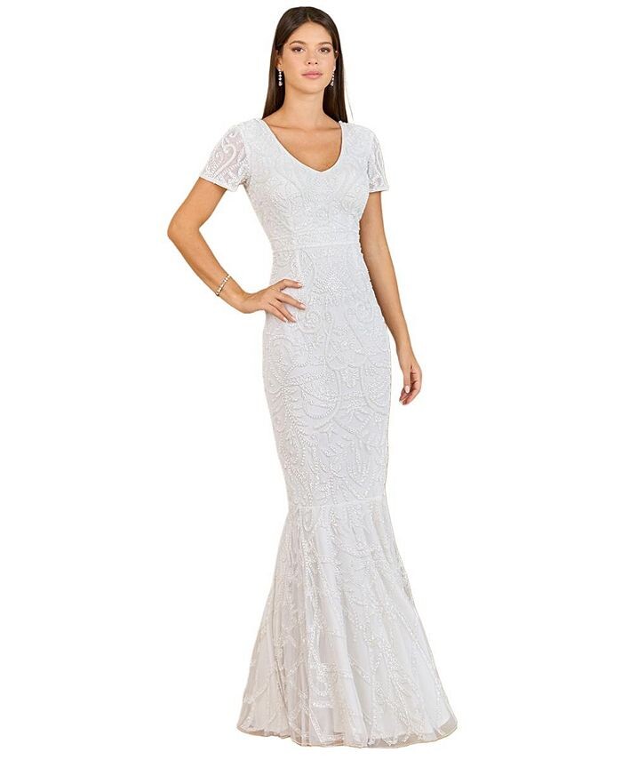 Женское свадебное платье с короткими рукавами и бисером Lara, цвет Ivory 
Женское свадебное платье с короткими рукавами и бисером Lara, цвет Ivory