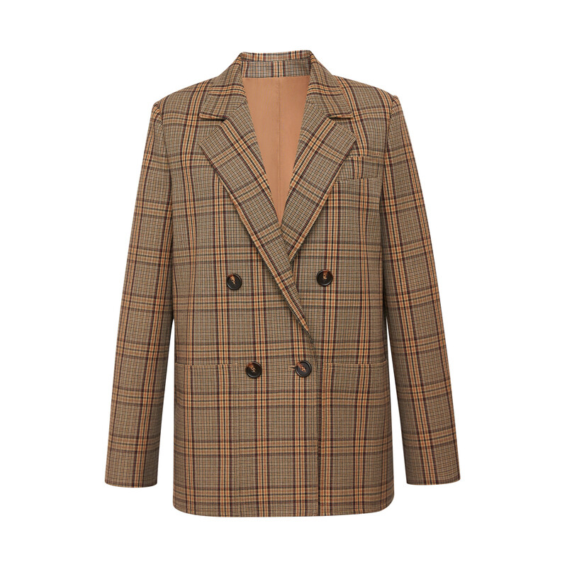 Двубортный женский пиджак Deep Breath в клетку, коричневая клетка
Двубортный женский пиджак Deep Breath в клетку, коричневая клетка