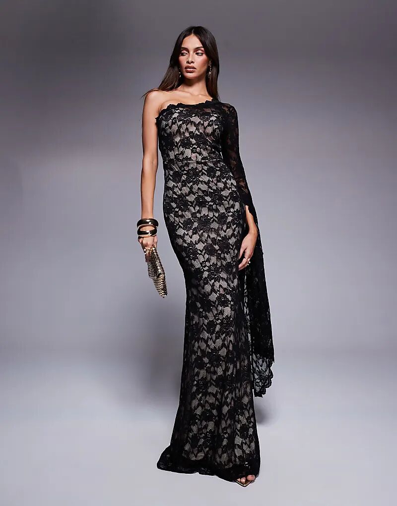 Платье макси Goddiva на одно плечо с фестончатым вырезом черного цвета
Платье макси Goddiva на одно плечо с фестончатым вырезом черного цвета