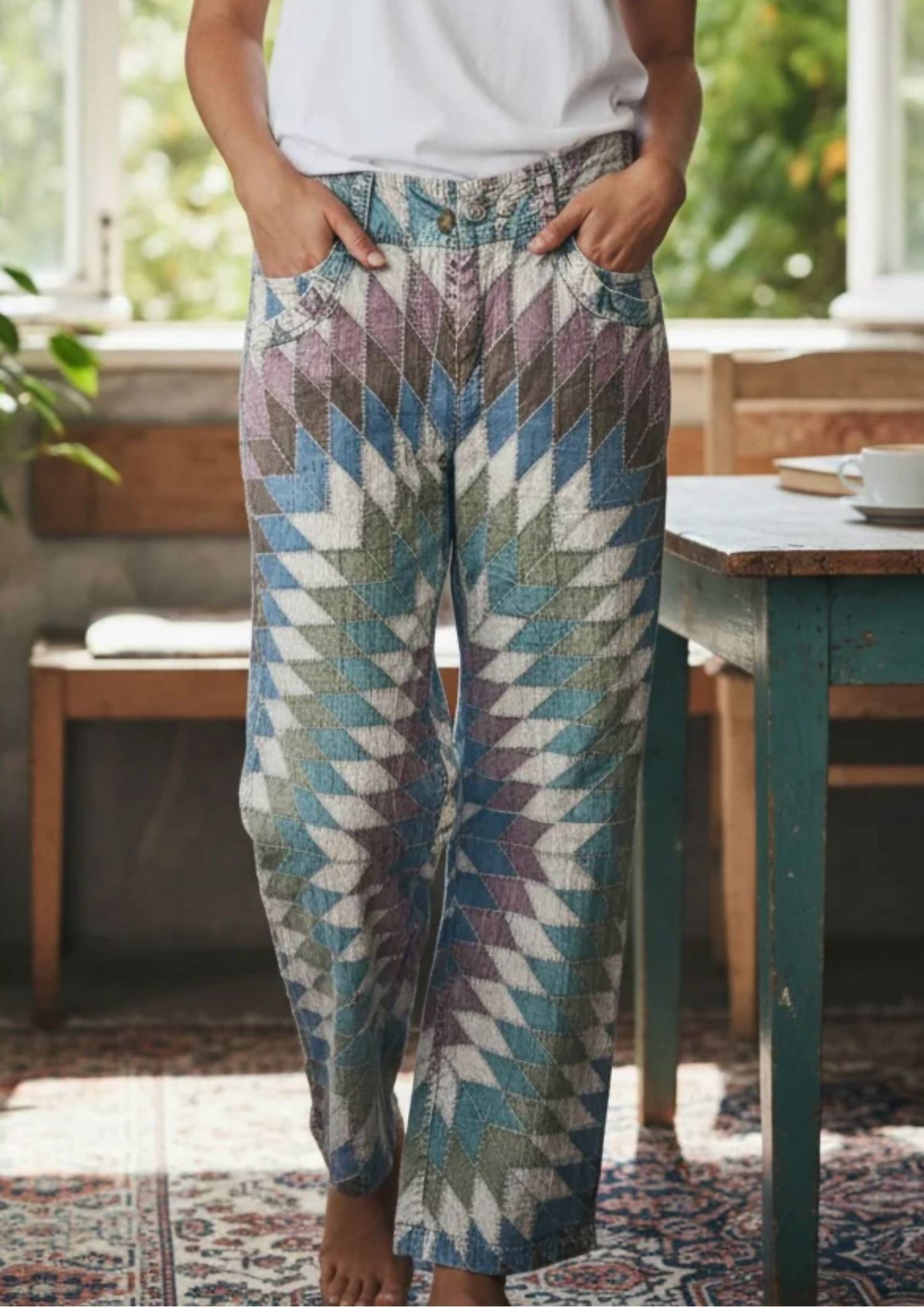 Ромбовидные пэчворк-брюки разноцветные Paperlace, Multicolor
Ромбовидные пэчворк-брюки разноцветные Paperlace, Multicolor