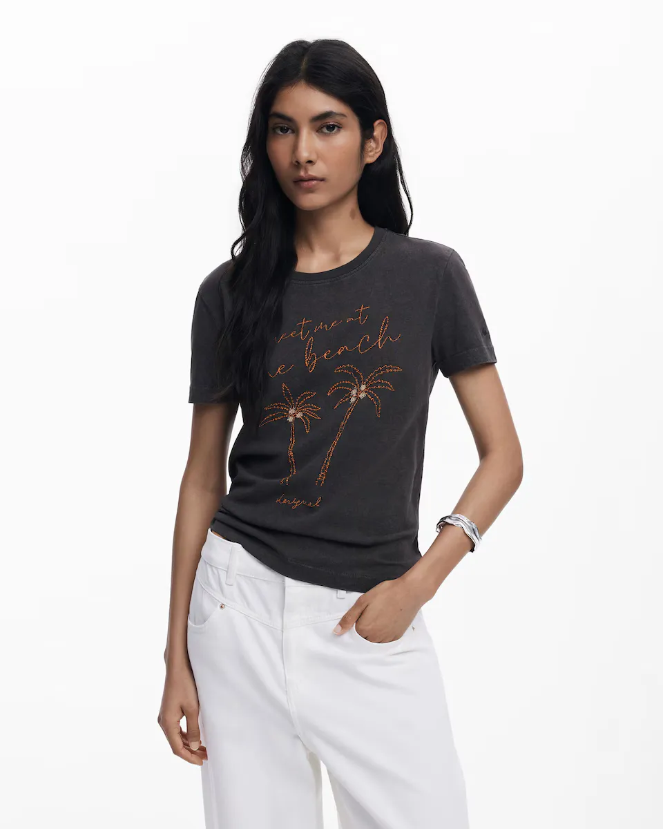Женская футболка с пальмами Desigual, черный
Женская футболка с пальмами Desigual, черный