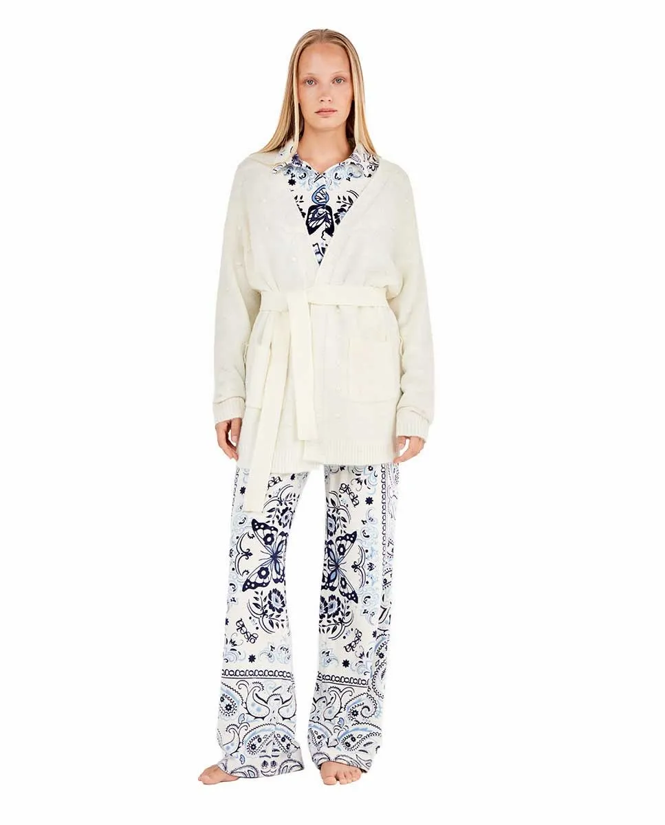 Женский трикотажный халат в горошек с поясом Gisela, белый
Женский трикотажный халат в горошек с поясом Gisela, белый