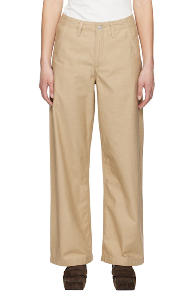 Бежевые прямые брюки в стиле 90-х Levi's
Бежевые прямые брюки в стиле 90-х Levi's