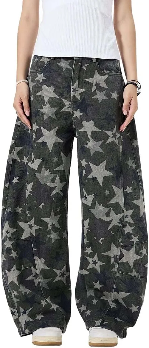 MLAFE женские джинсы Y2K ретро звездный камуфляж, широкие штаны
MLAFE женские джинсы Y2K ретро звездный камуфляж, широкие штаны