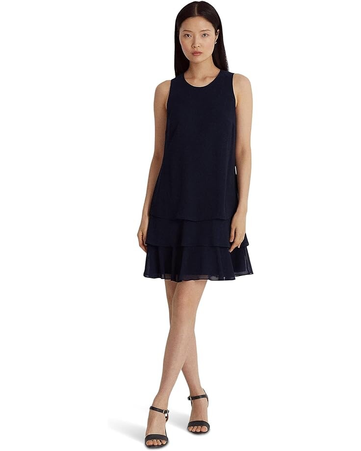 Платье LAUREN Ralph Lauren Crinkle Georgette Shift, нави 
Платье LAUREN Ralph Lauren Crinkle Georgette Shift, нави