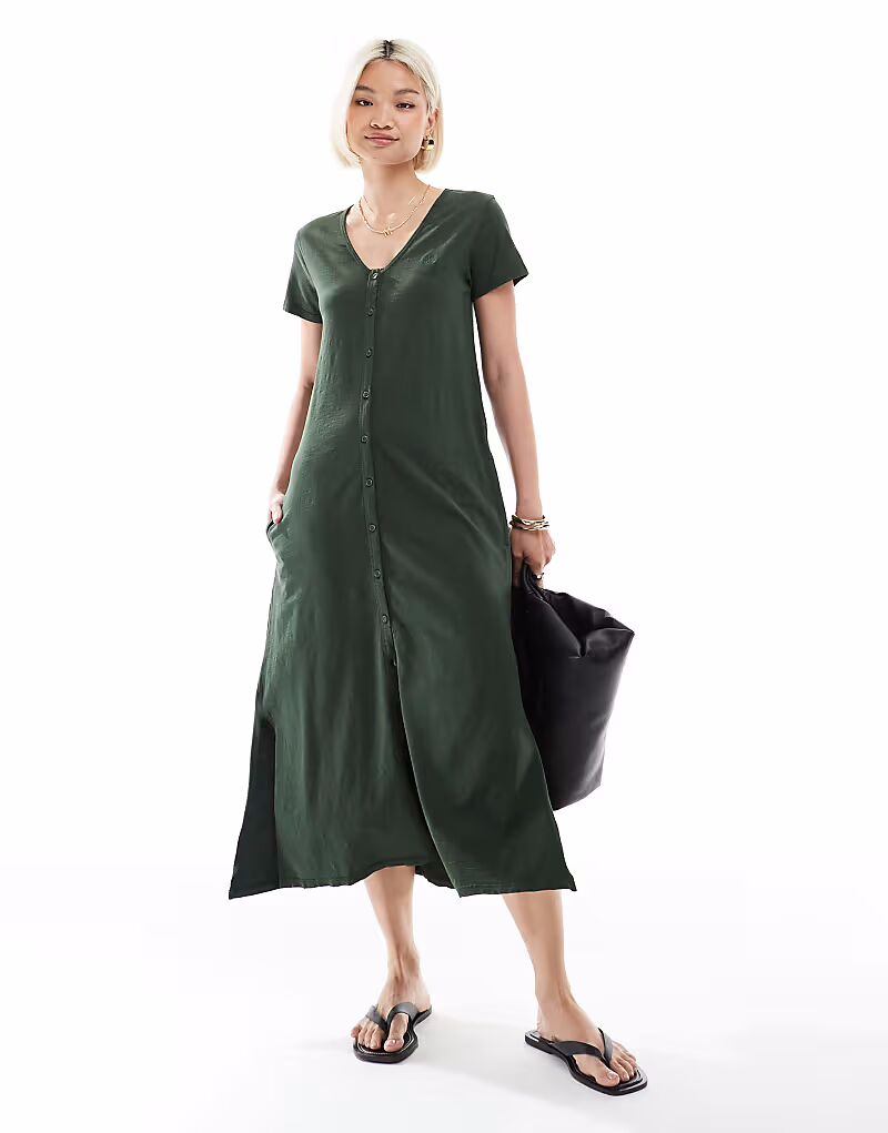 Платье-миди Superdry с короткими рукавами на пуговицах из джерси в спортивной сумке зеленого цвета
Платье-миди Superdry с короткими рукавами на пуговицах из джерси в спортивной сумке зеленого цвета