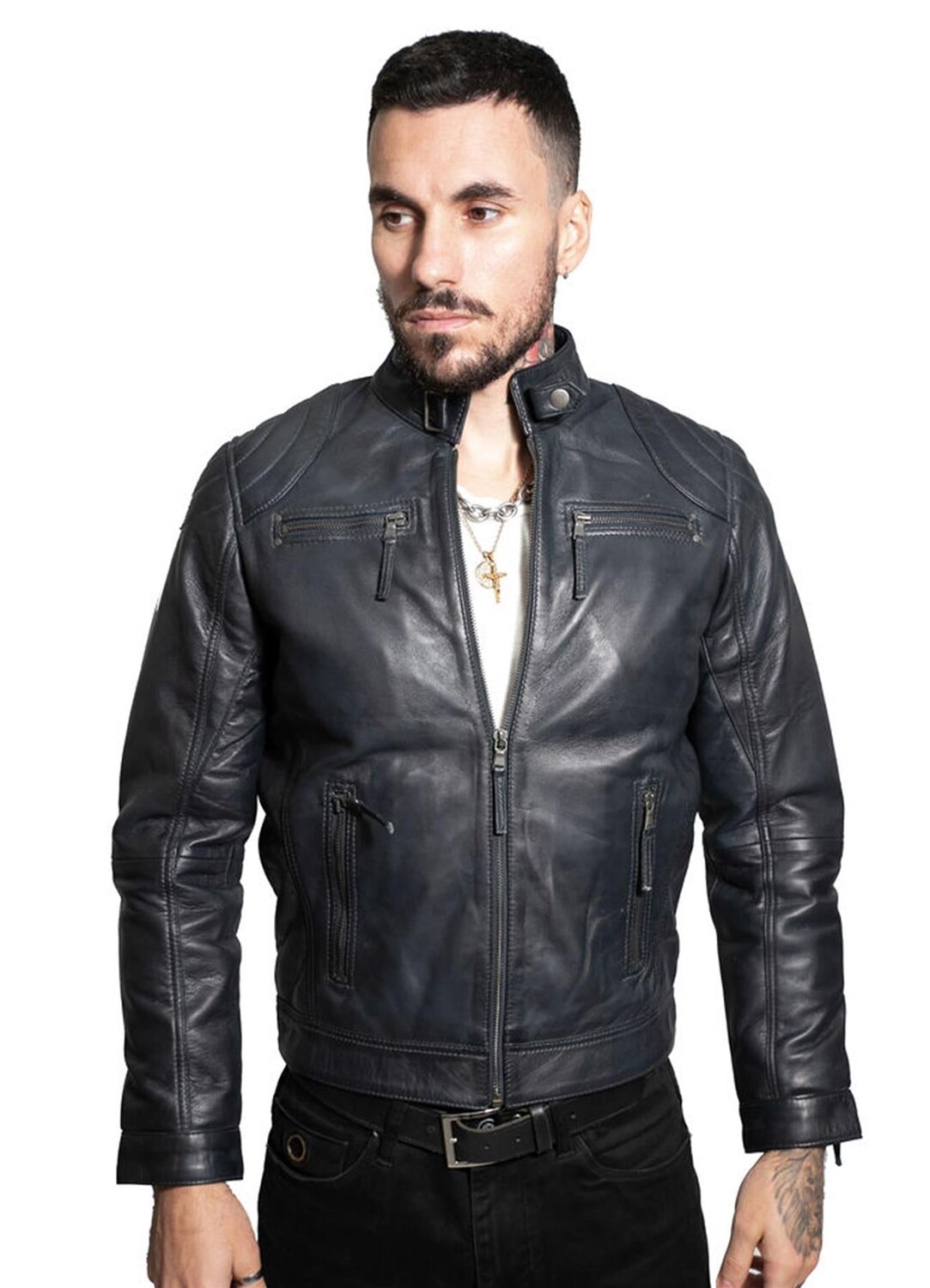 Мотоциклетная кожаная байкерская куртка тайвань Infinity Leather, синий
Мотоциклетная кожаная байкерская куртка тайвань Infinity Leather, синий