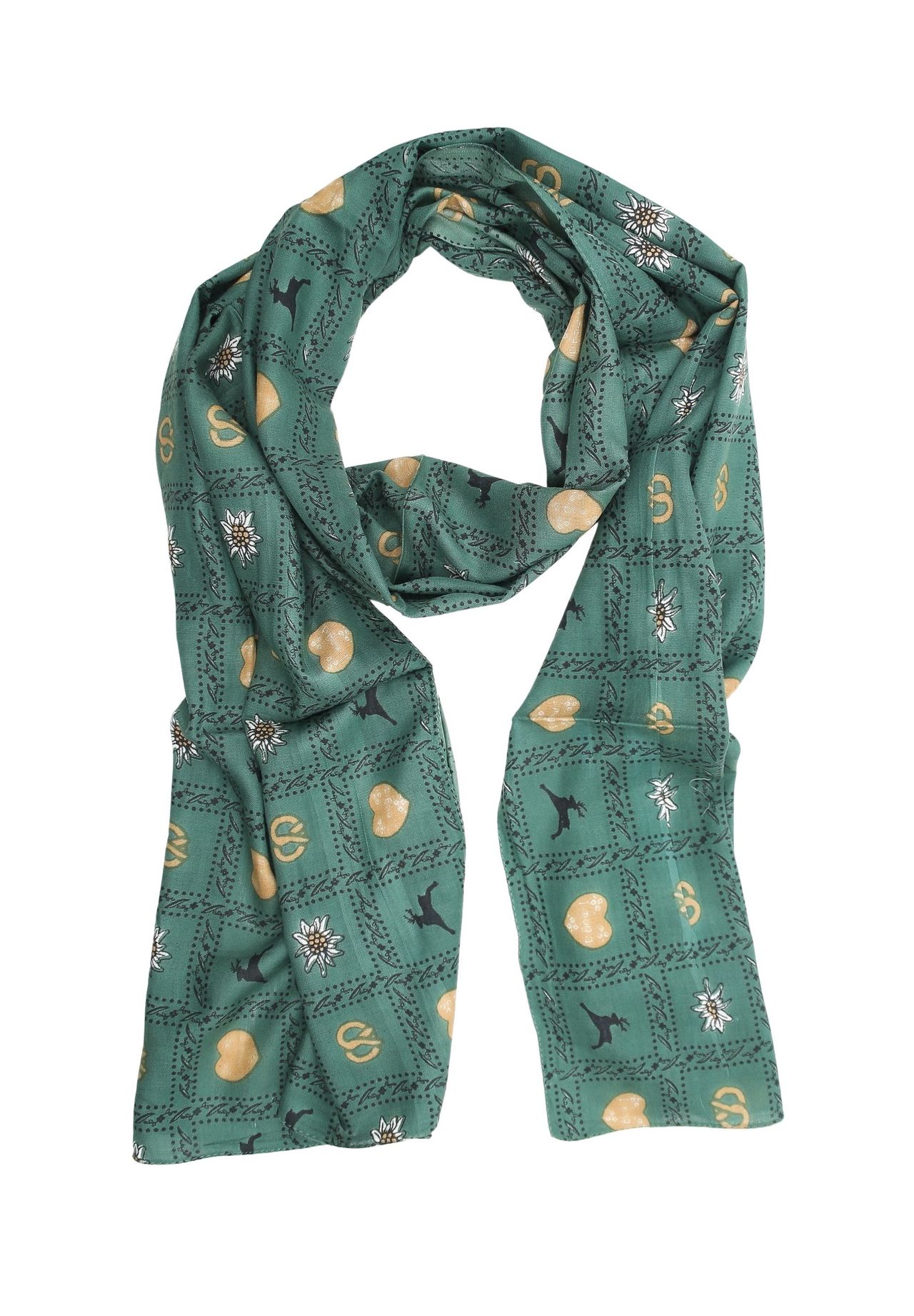 Традиционный элегантный традиционный шарф с эдельвейсом, кренделями, оленями Allgäu Rebell, зеленый
Традиционный элегантный традиционный шарф с эдельвейсом, кренделями, оленями Allgäu Rebell, зеленый