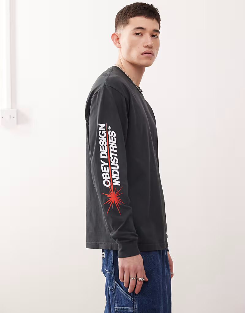 Футболка Obey с длинным рукавом и графическим логотипом в пигментном цвете, винтажный черный цвет 
Футболка Obey с длинным рукавом и графическим логотипом в пигментном цвете, винтажный черный цвет