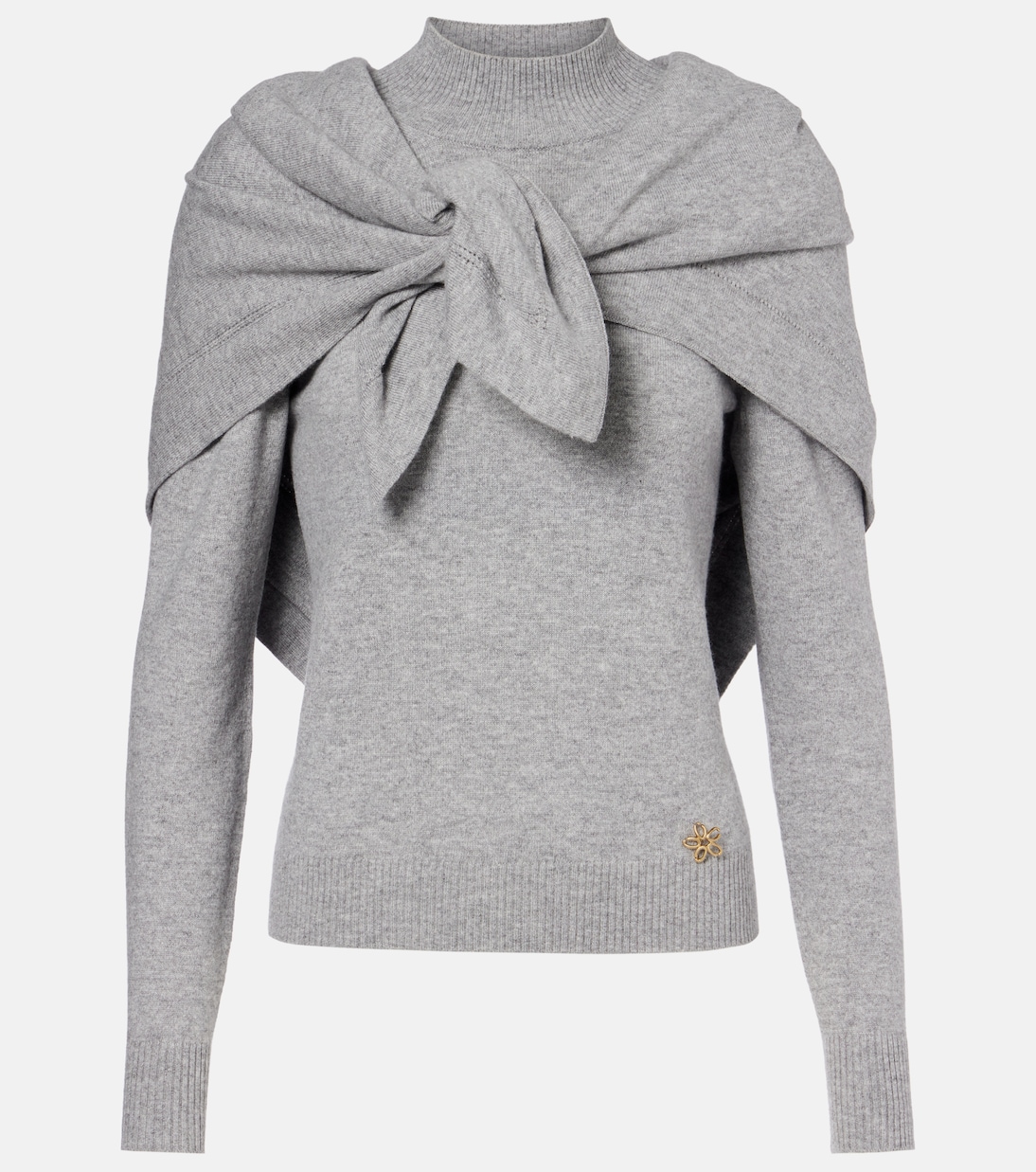 Кашемировый свитер с шарфом Oscar de la Renta, Melange Grey 
Кашемировый свитер с шарфом Oscar de la Renta, Melange Grey