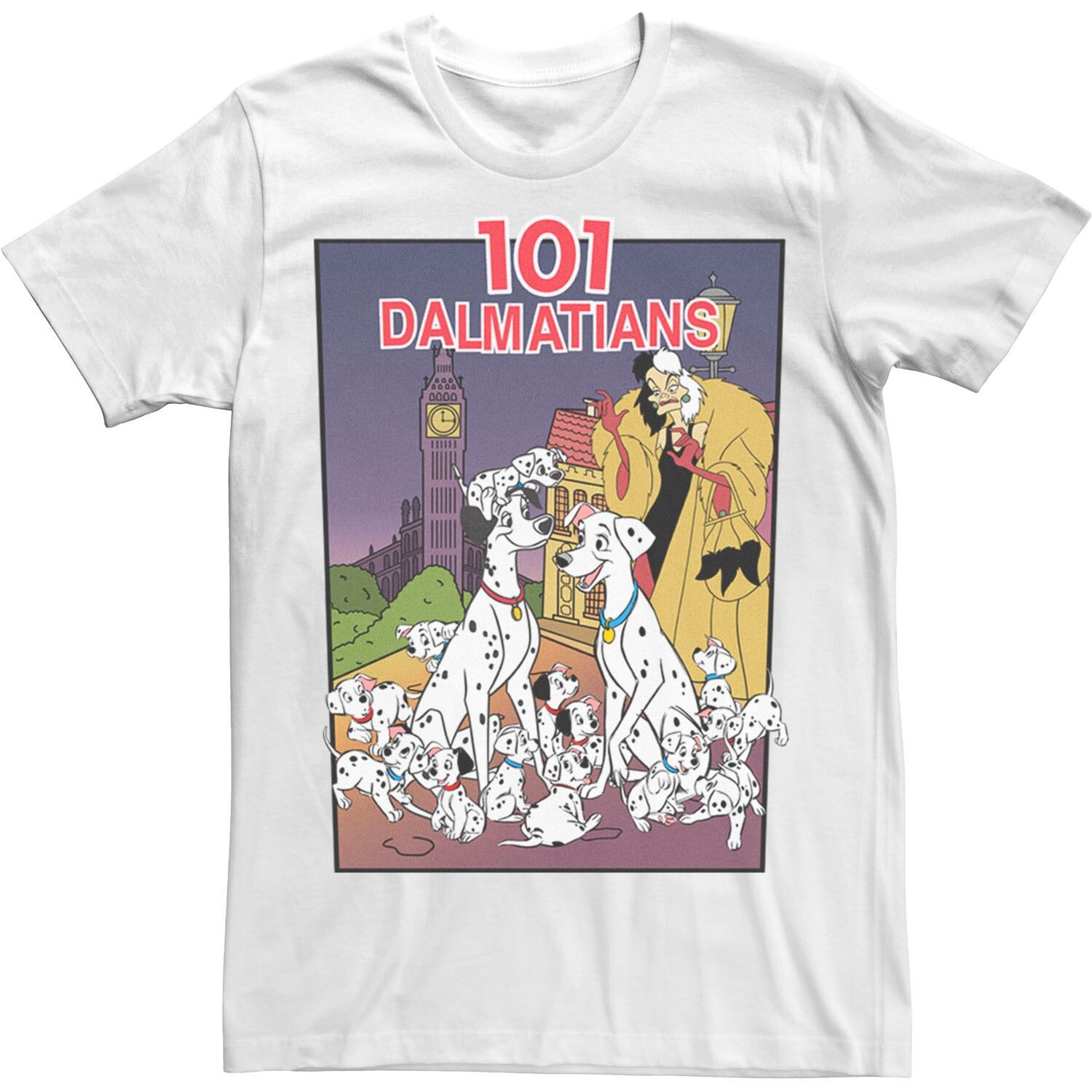 Мужская футболка с обложкой видеокассеты Disney 101 далматинец с групповым снимком Licensed Character, белый
Мужская футболка с обложкой видеокассеты Disney 101 далматинец с групповым снимком Licensed Character, белый