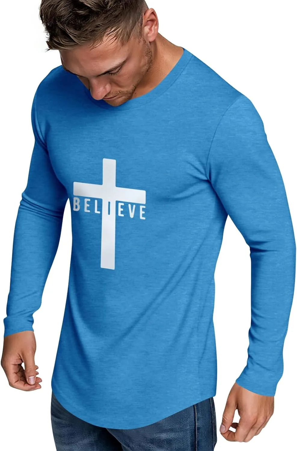 Мужская футболка с длинным рукавом и принтом Believe Cross iudam
Мужская футболка с длинным рукавом и принтом Believe Cross iudam