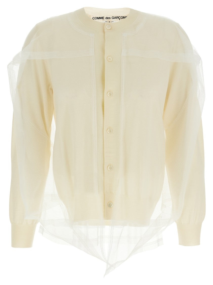 Кардиган с вязаными вставками из тюля Comme Des Garçons, белый
Кардиган с вязаными вставками из тюля Comme Des Garçons, белый