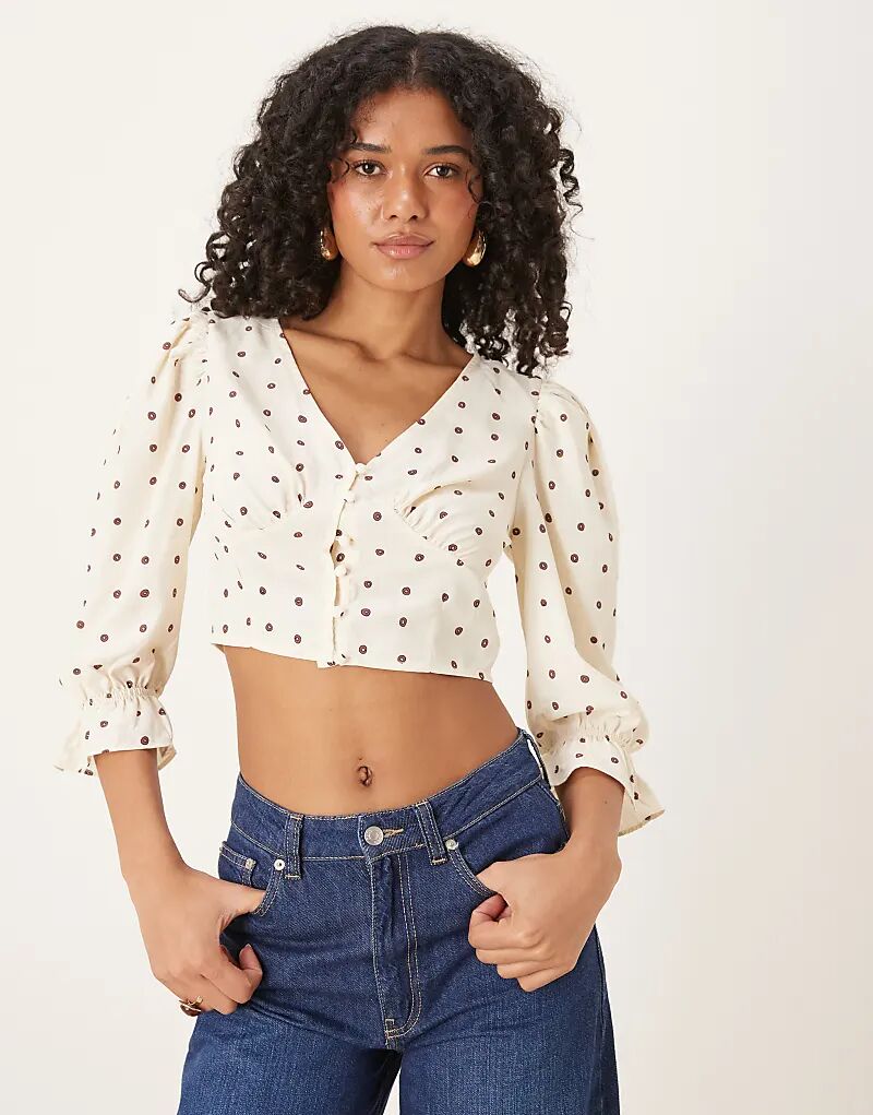 Гламурная блузка на пуговицах в кремовый цвет с ржавым горошком
Гламурная блузка на пуговицах в кремовый цвет с ржавым горошком