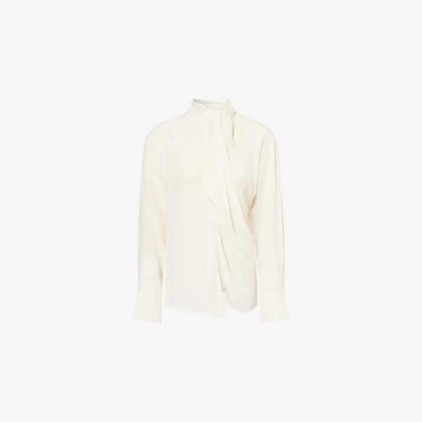Блузка шелковая Victoria Beckham с драпированными длинными рукавами, белый
Блузка шелковая Victoria Beckham с драпированными длинными рукавами, белый
