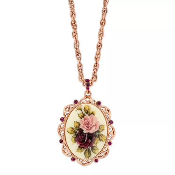 Ожерелье с овальным кулоном в виде цветка из фиолетового кристалла оттенка розового золота, 28 дюймов 2028, multi
Ожерелье с овальным кулоном в виде цветка из фиолетового кристалла оттенка розового золота, 28 дюймов 2028, multi