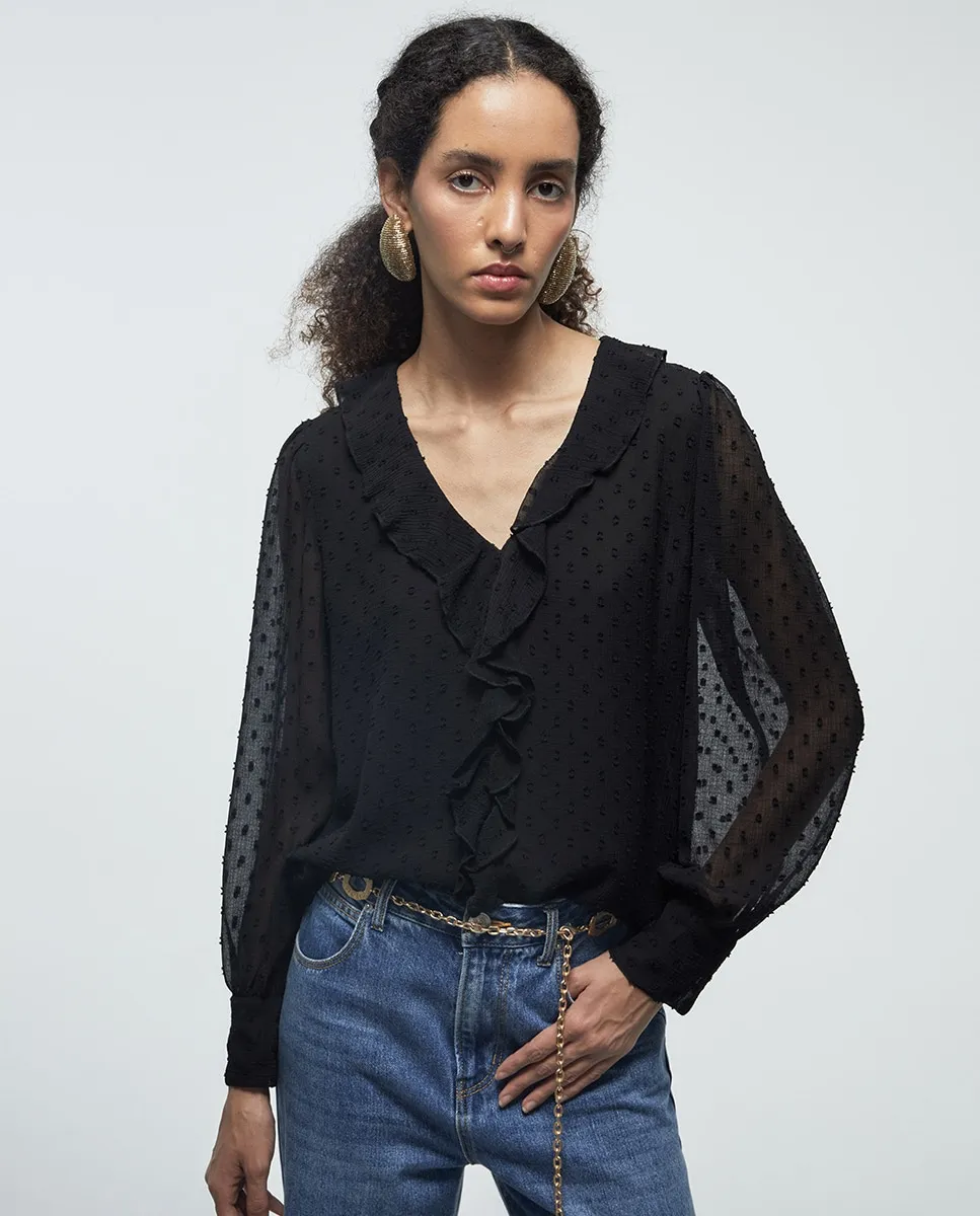 Блузка с плиссированными воланами Sfera, черный
Блузка с плиссированными воланами Sfera, черный