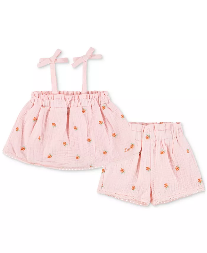 Детский комплект для девочек: майка с завязками и шорты, 2 предмета, хлопок Levi's, розовый
Детский комплект для девочек: майка с завязками и шорты, 2 предмета, хлопок Levi's, розовый