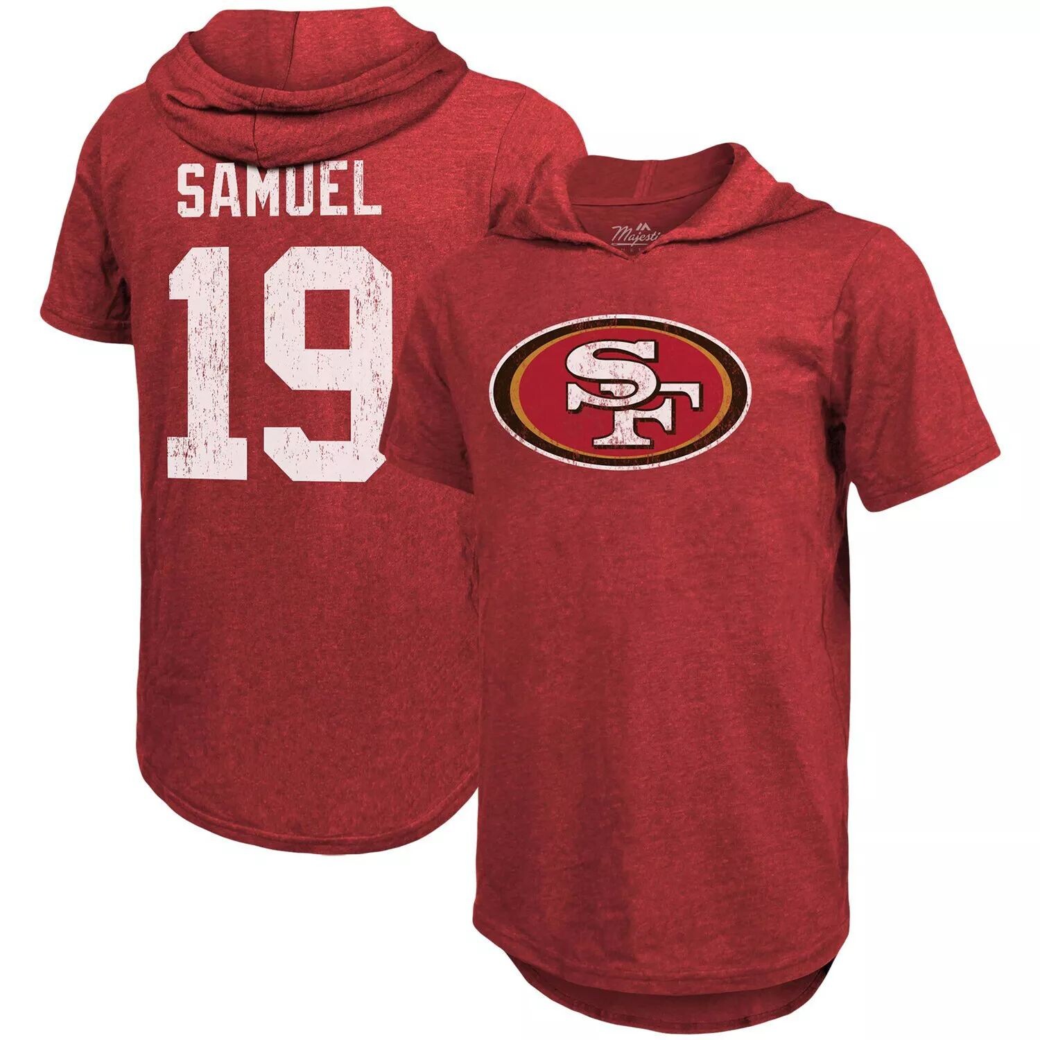 Мужская футболка Fanatics с логотипом Deebo Samuel Scarlet San Francisco 49ers, имя и номер игрока, футболка с капюшоном из трех смесей Majestic
Мужская футболка Fanatics с логотипом Deebo Samuel Scarlet San Francisco 49ers, имя и номер игрока, футболка с капюшоном из трех смесей Majestic