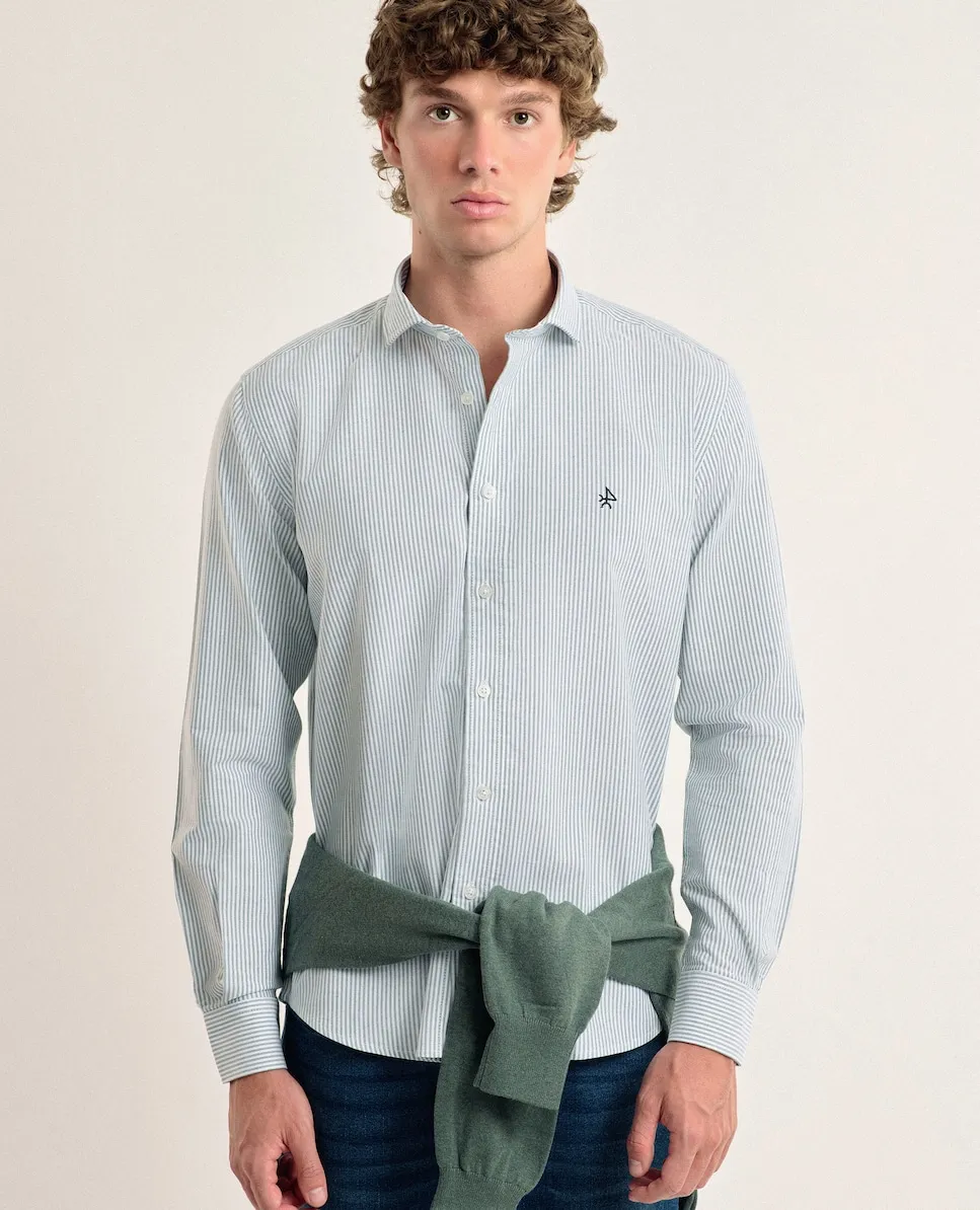 Классическая мужская рубашка из оксфордского хлопка в зеленую полоску Valecuatro, зеленый
Классическая мужская рубашка из оксфордского хлопка в зеленую полоску Valecuatro, зеленый