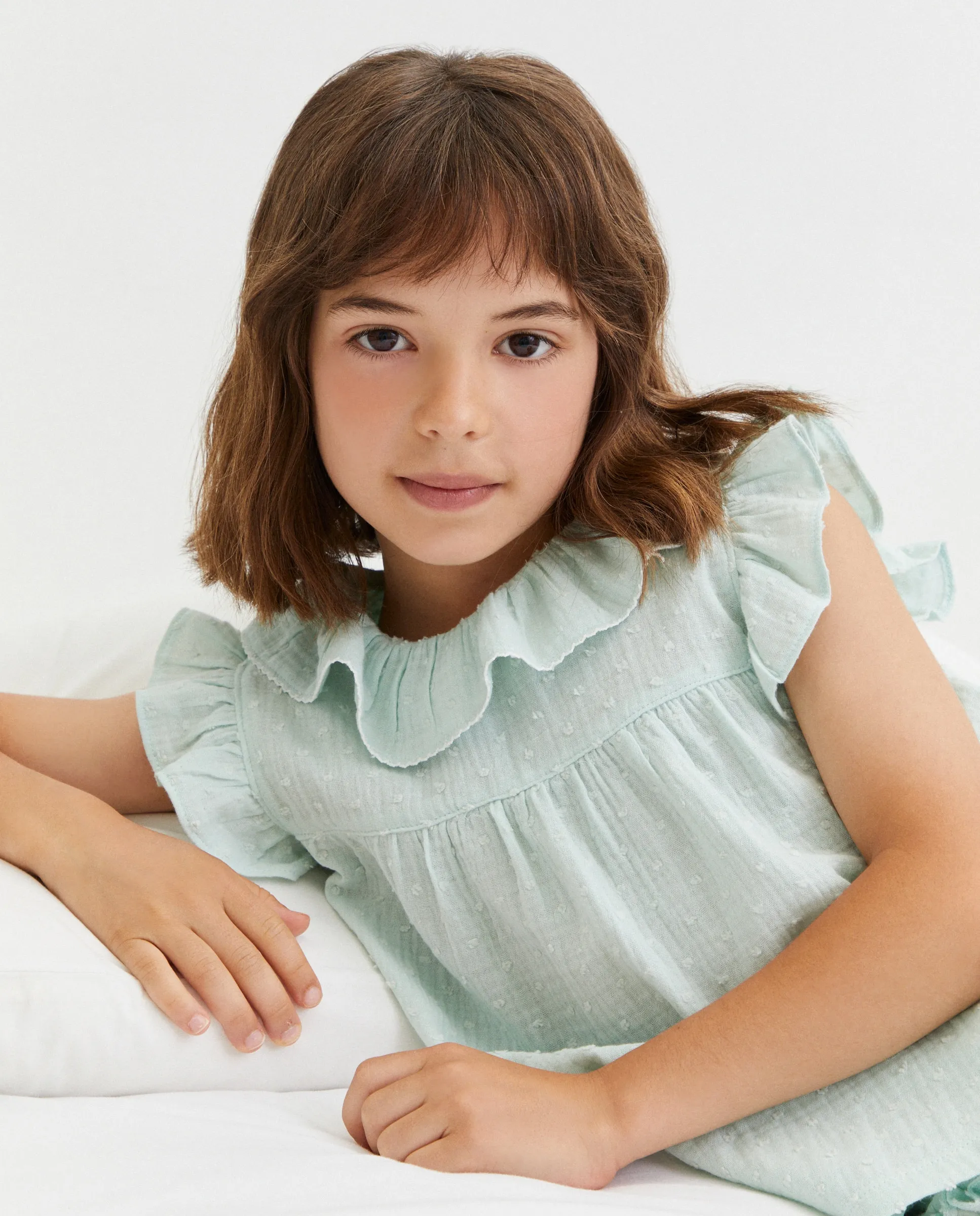 Детская пижама с короткими рукавами, украшенная вышивкой и кружевной отделкой на воротнике Cotton Juice, зеленый 
Детская пижама с короткими рукавами, украшенная вышивкой и кружевной отделкой на воротнике Cotton Juice, зеленый